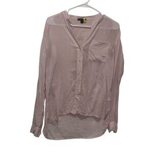 James Perse Light Pink Sheer Button-Down Long Sleeve Women's Blouse Size 1 Small